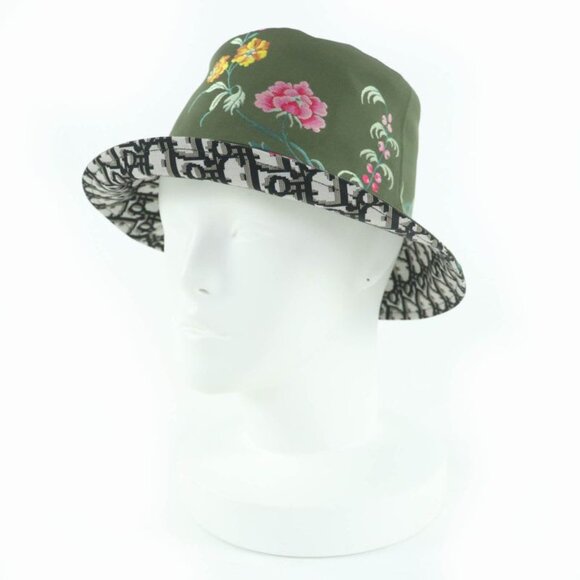Dior Accessories - Christian Dior 32 Pfl923 I153 Teddy-D Oblique Reversible Bucket Hat Khaki 56